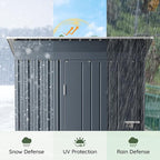 3x5 FT Outdoor Metal Storage Shed with Floor Frame, Single Door, 1 Clear Window, Tool Shed for Garden, Patio, Backyard