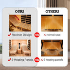Infrared Sauna with Recliner, 2 Person Hemlock Wooden Dry Saunas with 220V/3400W, Indoor Home Sauna Spa with 9 Heating Panels, Bluetooth Speaker, 7 Color Lights, Oxygen Bar