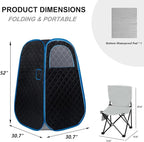Foldable Portable Steam Sauna, Personal Sauna Tent for Home SPA with 1000w 2.2L Steamer, Folding Chair, Remote Control, Black