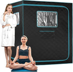 Smartmak Full Size Steam Sauna Tent, Portable Whole Body Home Spa Room, 1 or Two Person Large Space, Steamer NOT Included (47.28" x 35.46" x 63" Blackgreen)