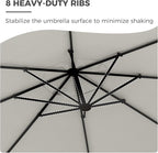 Grand patio 12 FT Sunbrella Outdoor Cantilever Umbrella with Base Patio Large Aluminum Offset Umbrella for Deck Yard (Granite-SUNBRELLA, 12 FT)