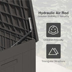 Patiolife 100 Gallon Resin Deck Box, Large Outdoor Storage Box for Garden Tools, Pool Supplies, Waterproof and Lockable, Black