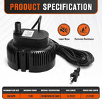 Sump Pump,Pool Cover Pump above Ground,submersible water pump Swimming Water Removal Pumps,for Swimming Pool Basement Garden Pond Tubs Draining,75W,Max Flow:850GPH,3 Adapters,25 Ft Power Cord (Black)