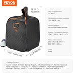 VEVOR Portable Personal Steam Sauna Spa Tent with 1200 Watt Steam Generator, with Chair & Storage Bag, Home Therapeutic Sauna Blanket for Detox Relaxation, Time & Temperature Remote Control, Black