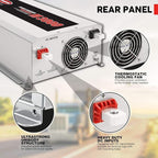 Tundra Inverter,120VAC,12VDC,3000W,2 Outlets, Silver