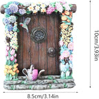 Miniature Fairy Door, Wooden Gnome Door for Trees Wall, Fairy Garden Outdoor Decor Accessories