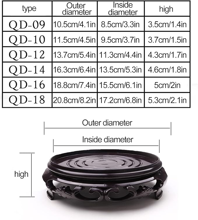 Hapivida Plant Stand, 6.8in Round Plant Riser Flower Pot Display Stand Plant Rack Holder Planter Tray Oriental Style Furniture Indoor Outdoor for Desktop Counter Room