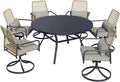 Outdoor Patio Rattan Swivel Chairs and 58" Round Table Set with Cushions - 7 Pieces