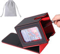 AFIING MTG Deck Box for Commander Display,Card Deck Box Fits 100 Double Sleeved Cards, Magic Commander TCG Card Storage Box with 2 Dividers,Drawstring Bag and 1 Toploader(Black/Red)