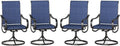 PHI VILLA Patio Swivel Dining Chairs Set of 4, All Weather Outdoor Chair with Textilene Mesh Fabric & Black Metal Frame for Outdoor Lawn Garden Poolside (Blue)