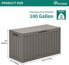YITAHOME 100 Gallon Resin Deck Box, Weather Resistant Outdoor Storage Box, Lockable Indoor Outdoor Storage for Supplies and Essentials, Taupe