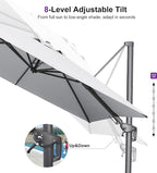 PURPLE LEAF 11' X 8' Swivel Outdoor Patio Aluminum Umbrella with Base Left-right Tilting Cantilever Offset Umbrella with UV Resistant Heavy Duty Fabric for Deck Pool Patio Backyard, Pebble Grey