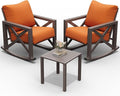 UDPATIO Rocking Chair Outdoor Set 2 with Coffee Table, 3 Piece Metal Rocking Bistro Set with 6.5" Water-Resistant Cushions, Oversized, 350lbs Heavy-Duty, for Porch, Patio, Balcony, Orange