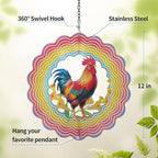 Wind Spinners Outdoor Chicken - Birthday Gifts for Women Mom Wife Grandma, Hanging Wind Sculptures Wind Spinners, 12 inch 3D Wind Spinner for Garden Decor for Outside, Garden, Patio, Yard, Outdoor