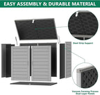 Uhomepro 4.6 Ft. X 4.1 Ft Outdoor Horizontal Storage Shed, Resin Storage Shed with Double Lockable Doors, Ideal for Garbage Can Storage and Garden Tools, Strong Water Resistance