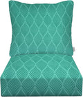 RSH DECOR Deep Seating Cushion with Pillow Back | 24” x 26” Seat | Water and Fade-Resistant Spun Fabric | Outdoor Chair Cushion Set for Patio Furniture | Fenbrook Teal
