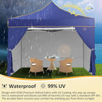 COBIZI Canopy Tent 10x10 Pop Up Canopy, Easy Setup Canopy with Sidewalls Waterproof & UPF 50+, Heavy Duty Commercial Instant Craft Fair Tent for Party, Event, Vendor, Farmer Market(D Bluei)