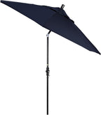 California Umbrella 9' Round Aluminum Pole Fiberglass Rib Market Umbrella, Crank Lift, Collar Tilt, Black Pole, Sunbrella Spectrum Mist