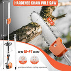 52cc Gas Powered Weed Eater, 6 in 1 Gas Weed Wacker with Hedge Trimmer & Pole Saw - Multi-Attachment Brush Cutter,2-Stroke Gas String Trimmer for Yard Maintenance