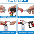 DUSICHIN Short Wand Pressure Washer Gun Foam Cannon 1/4" Quick Connector Pressure Washer Accessory,Car Wash Foam Gun Dual Ended Shift Connector 5 Pressure Washer Nozzles M22-14, M22-15 Brass Fittings