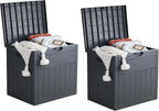 33 Gallon Deck Box Set of 2, Small Outdoor Storage Box Waterproof, Lockable Secure Package Bin Delivery Box for Outside, Patio Cushions Storage Box, Delivery Driver Snack Box for Porch, Grey