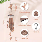 Hummingbird Wind Chimes Outdoor Hummingbird Gifts for Women/Men/Mom/Grandma Birthday Gifts Memorial Gift Metal Bird WindChimes for Outside/Indoors, Home, Porch, Patio, Garden Decor, Yard Decorations