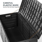 Outvita Foldable 75 Gallon Outdoor Storage Box, Plastic Storage Containers with Lid, Patio Deck Box Furniture for Garden, Pool, Balcony, Yard (Black)