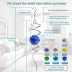 FONMY Gazing Ball Spiral Tail -Decorative Wind Spinner Sun Catcher Rainbow Maker 11 inch Tail and 2 inch Dark Blue Crystal Orb. Indoor Outdoor Garden Decoration -13 inch Height