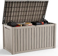 DRATO 200 Gallon Deck Box, Waterproof Resin Large Outdoor Storgae Box for Patio Furniture, Patio Cushions, Gardening Tools, Pool Supplies, Lockable