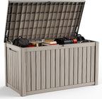 DRATO 200 Gallon Deck Box, Waterproof Resin Large Outdoor Storgae Box for Patio Furniture, Patio Cushions, Gardening Tools, Pool Supplies, Lockable