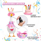 Porch Goose Outfits for 23" Plastic Porch Goose Birthday Outfit Goose Clothes for Cement Goose for Indoor Outdoor Garden Yard Lawn Patio Art Decor(Pink)
