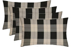 RSH DECOR: Lumbar Throw Pillows Set of 4 | 20” x 12" | All-Weather Spun Fabric | Water and Fade-Resistant | Outdoor Support Pillows for Patio Furniture | Branson Pewter Plaid
