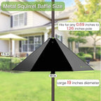 Widened 19" Metal Squirrel Baffle for Bird Feeder Poles - Outside Baffle Guard, Weatherproof Outdoor Squirrel Proof Protector with Matte Black Finish (2 Pack)