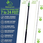 EVERSPROUT Never-Scratch SnowBuster and Ice Scraper 7-to-24 Foot (Up to 30 Ft Standing Reach) | Pre Assembled Extendable Roof Rake for Snow Removal | Heavy-Duty Aluminum, Soft Foam Pad
