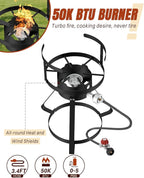 Outdoor Turkey Fryer Set 30QT | Stainless Steel Pot with 15QT Basket | Lid & Lifting Hook & Thermometer | 50,000BTU Propane Gas Burner | For Turkey, Crawfish, Crab, Shrimp & Lobster