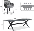 PURPLE LEAF 11 Pieces Outdoor Dining Set All-Weather PE Rattan Outdoor Patio Furniture Set with All Aluminum Frame Rectangular Table and Chairs Set for Lawn Garden Backyard Deck, Grey