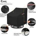 Okcool Outdoor Swivel Chair Cover 2 Pack,Outdoor Furniture Patio Chair Covers Waterproof Clearance,(27.5"W x 32.5"D x 39"H) Outdoor Lawn Patio Furniture Covers,Black
