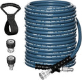 3/8'' Pressure Washer Hose 50FT - Kink Resistant Steel Wire Braided, Wear Resistant, 3/8" Stainless Steel Quick Connect, with M22 14mm Adapter Set, Hot and Cold Water Power Washer Hose, 4200 PSI