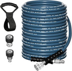 3/8'' Pressure Washer Hose 50FT - Kink Resistant Steel Wire Braided, Wear Resistant, 3/8" Stainless Steel Quick Connect, with M22 14mm Adapter Set, Hot and Cold Water Power Washer Hose, 4200 PSI