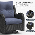 LayinSun 3 Pieces Outdoor Patio Furniture Set, Rattan Wicker Swivel Rocker Chairs Sets with Swivel Glider Chairs and Coffee Table