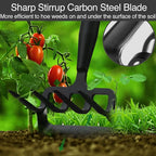 Oliynedy Stirrup Hoe Cultivator Garden Tool Heavy Duty,Scuffle Loop Hula Action Hoe Weeding Gardening Hand Tools for Women Kids Men,Metal Weeder Scraper Garden Hoe Rake Weed Puller Long Handle 32-72