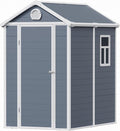 6x4.5 FT Plastic Sheds & Outdoor Storage, UV Resistant Storage Sheds Outdoor with Floor and Window, All-Weather Garden Resin Tool Shed for Lawn Mower, Yard Tools, Bike, Dark Gray