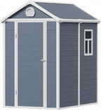 6x4.5 FT Plastic Sheds & Outdoor Storage, UV Resistant Storage Sheds Outdoor with Floor and Window, All-Weather Garden Resin Tool Shed for Lawn Mower, Yard Tools, Bike, Dark Gray