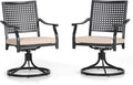 PHI VILLA Patio Swivel Dining Chairs Set of 2, Outdoor Chair with Cushions, Patio Furniture Chair with Armrest, Black