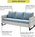 HUMMUH 5 Piece Patio Furniture All Weather Wicker Outdoor Sectional Sofa,High Back Patio Chairs,Coffee Table and Ottomans Set for Porch,Garden,Backyard