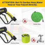 POHIR Pressure Washer Gun with Foam Cannon & 50ft Power Washer Hose, 3600PSI Pressure Washing Kit with 15" Extension Wand & 7 Nozzle Tips, 3/8'' Quick Connector & M22 15mm/14mm Fittings