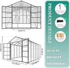 10*12*8.7FT Greenhouse for Outdoors,Polycarbonate Greenhouse with Stronger Wind Protection and Roof Vent,Walk-in Large Aluminum Sunroom Winter Proof,Black