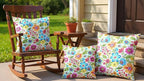 RSH DECOR: Square Throw Pillows Set of 4 | 17” x 17” | All-Weather Spun Fabric | Water and Fade-Resistant | Outdoor Accent Pillows for Patio Furniture | Gregoire Fresco - Made in USA