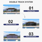 PURPLE LEAF 12' X 24' Outdoor Hardtop Gazebo Patio Wide Aluminum Frame Galvanized Steel Double Roof with Heavy Duty Netting and Curtains for Permanent Hard Top Pavilion Screen, Navy Blue