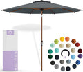 Midtown Umbrellas Sunbrella Umbrella Outdoor Patio Umbrella 2-9 Feet in Cast Slate Acrylic Fabric, Auto-Tilt Aluminum Frame For Backyard Umbrella, Deck Umbrella & Porch Umbrella - Wooden Pole